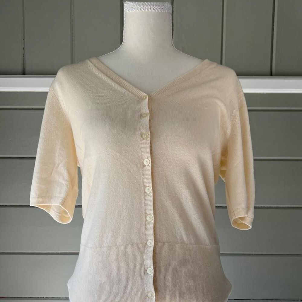 Everlane Women's Cream and Yellow Cardigan